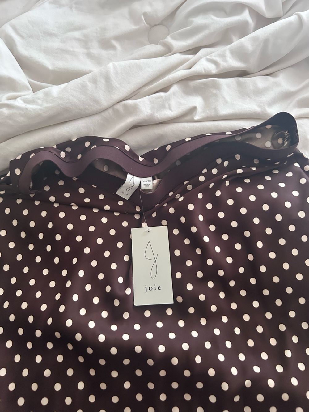 Joie Plum One-Shoulder Polka Dot Dress